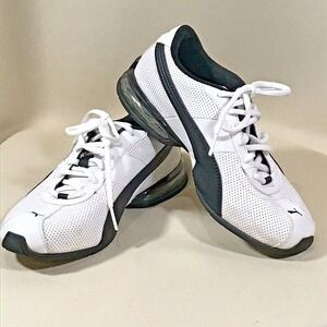 Puma Turin Boys Sport Lifestyle Shoes White Black Size 3 Lace Up Gently Used EUC